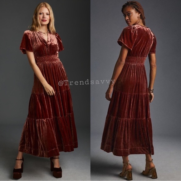 Anthropologie Dresses & Skirts - ANTHROPOLOGIE Somerset Collection Velvet Edition Maxi Dress Size XXS NWT
